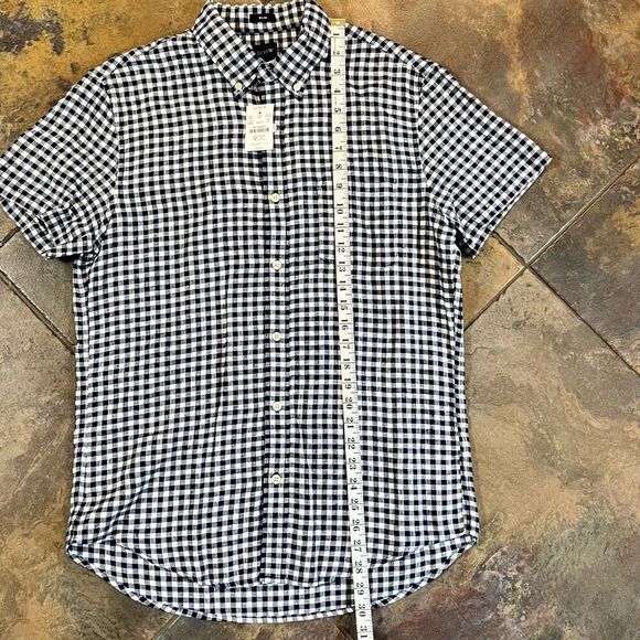 NWT J. Crew Plaid Gingham Button Up Slim Fit Short Sleeved Shirt Medium - Picture 5 of 10